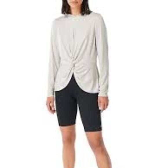 SWEATY BETTY TORI TWIST FRONT HOODED PULLOVER GREY LONG SLEEVE HOODIE SIZE US 6 - Picture 8 of 8